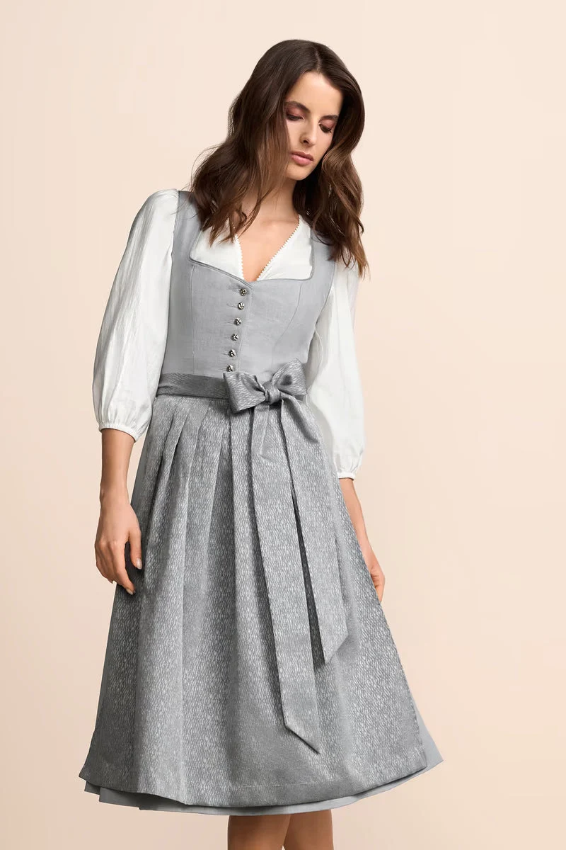 Krüger Sylphira Long Dirndl, Grey — 70cm 2pc Set