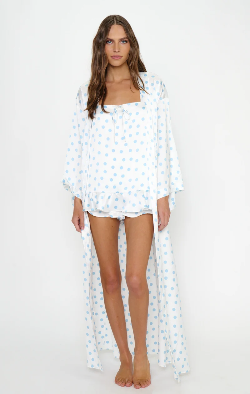 Sunrise Robe ~ Powder Blue Polka Dot