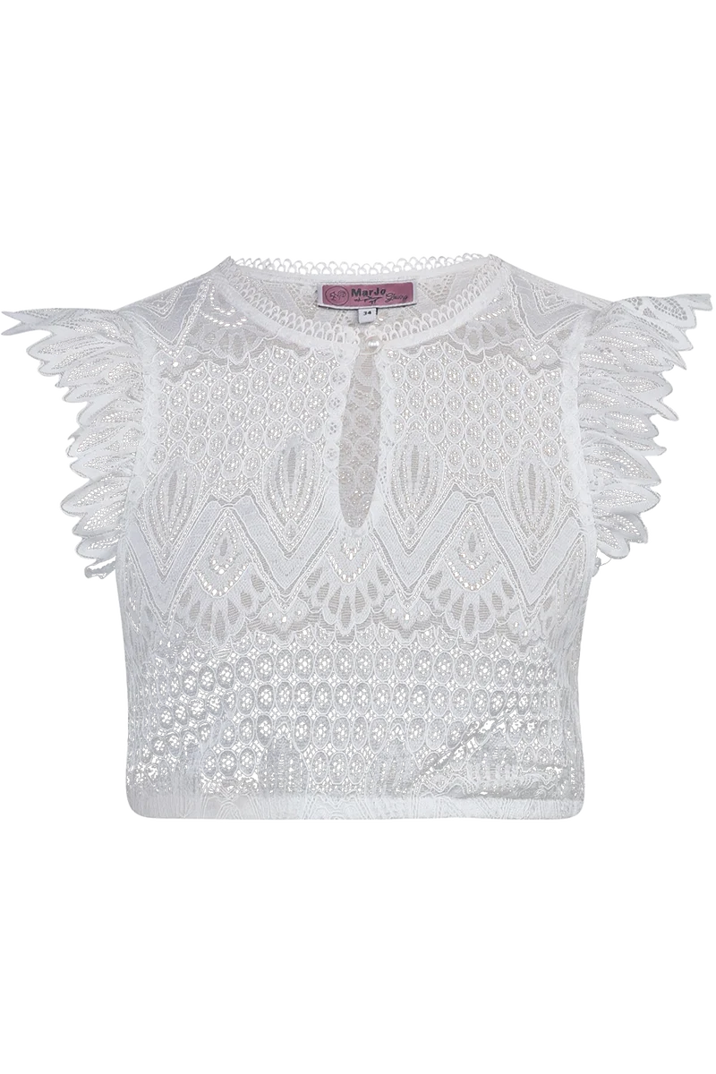 Dirndlbluse aus elastischer Spitze mit Flügelärmel