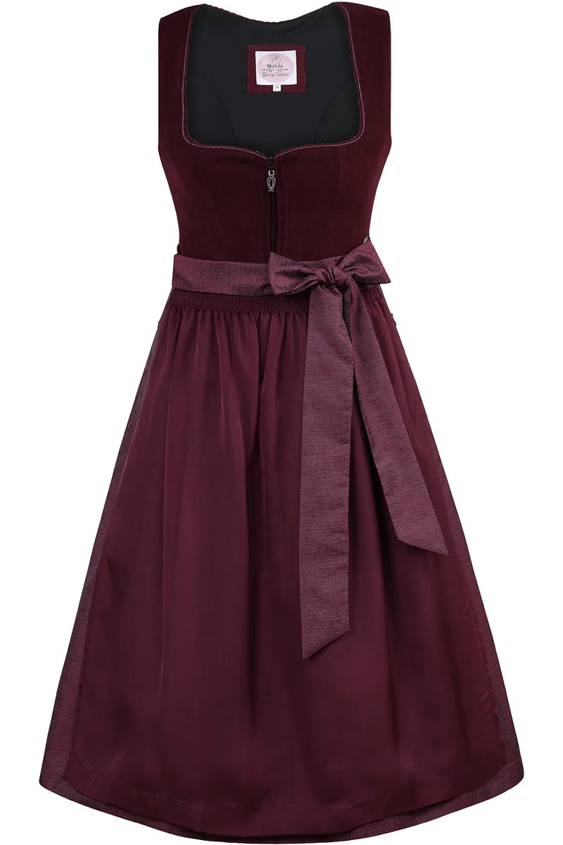 Midi-Dirndl mit Cordmieder und Herzausschnitt