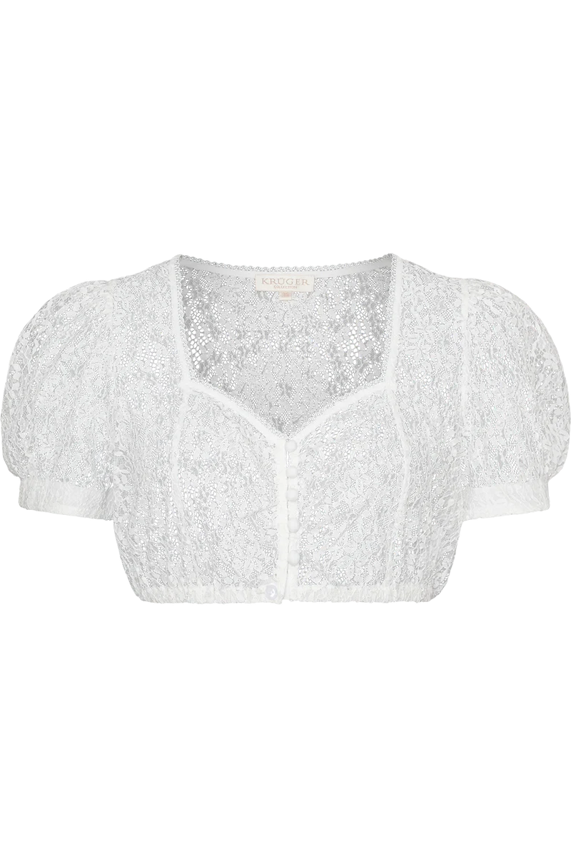 Spitzen-Dirndlbluse mit kurzen Puffärmeln