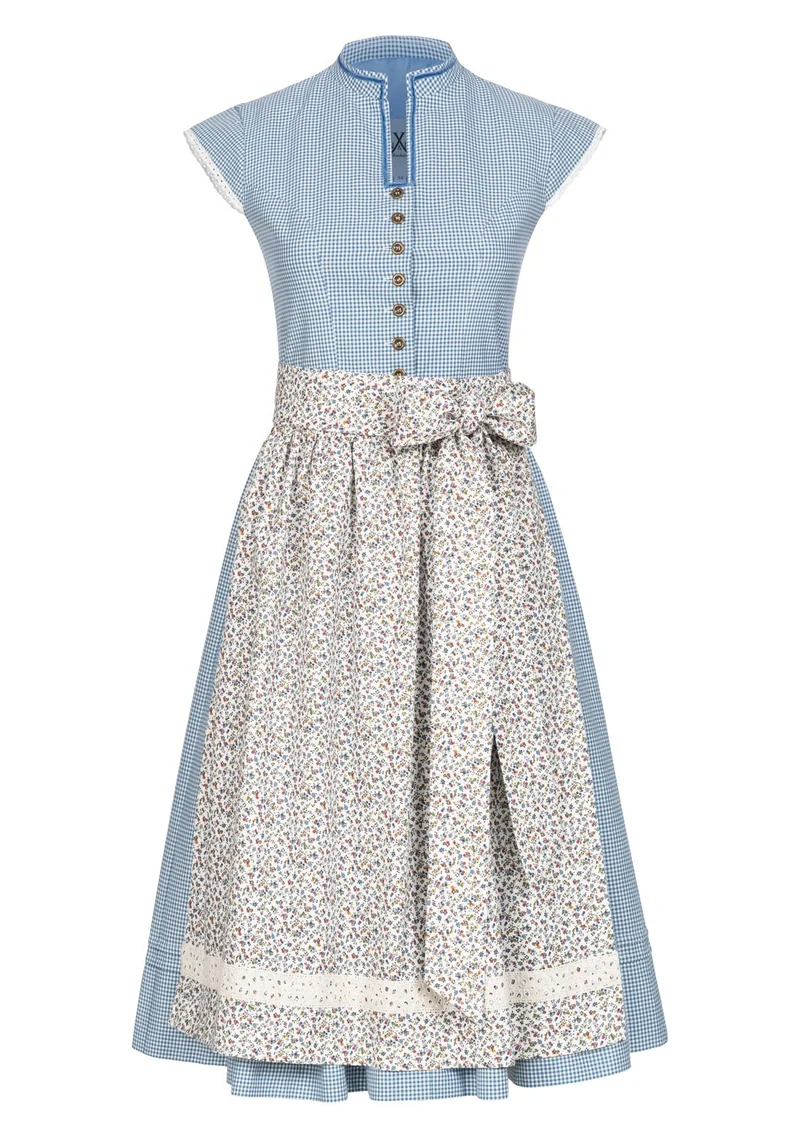 BW DIRNDLKLEID VICHY FLOWERS BAYRISCHBLAU