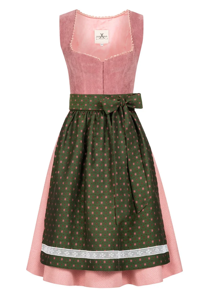 CORD DIRNDL FLORAL DOTS HUMMER/WALDGRUEN