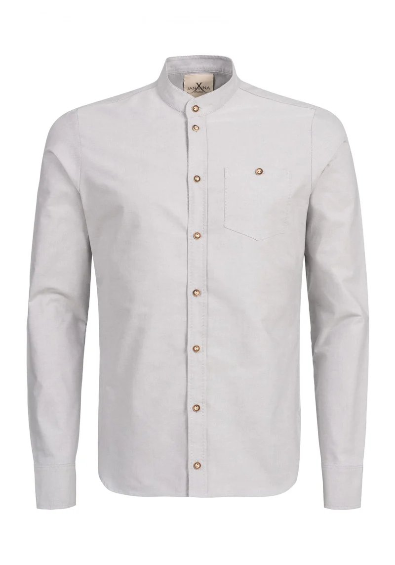 TRACHTENHEMD SLIMFIT OXFORD SILBERGRAU