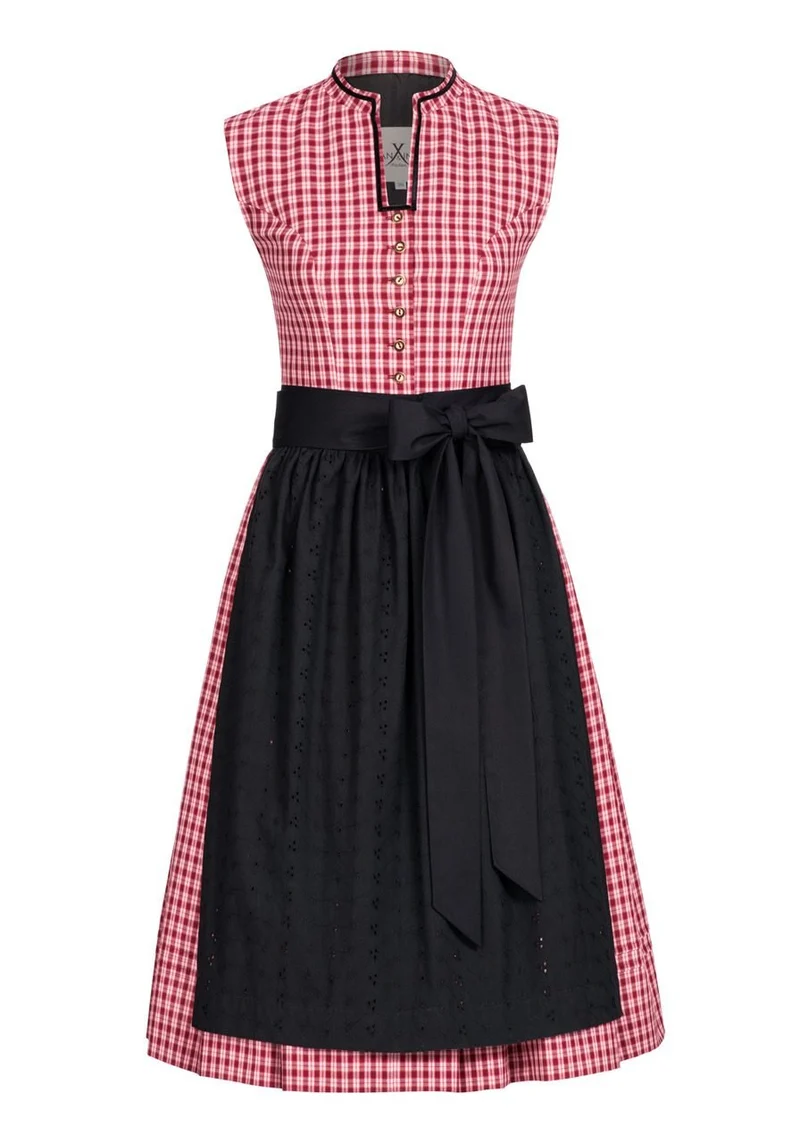 BW DIRNDL VINTAGE KARO STEHKRAGEN ROT/SCHWARZ