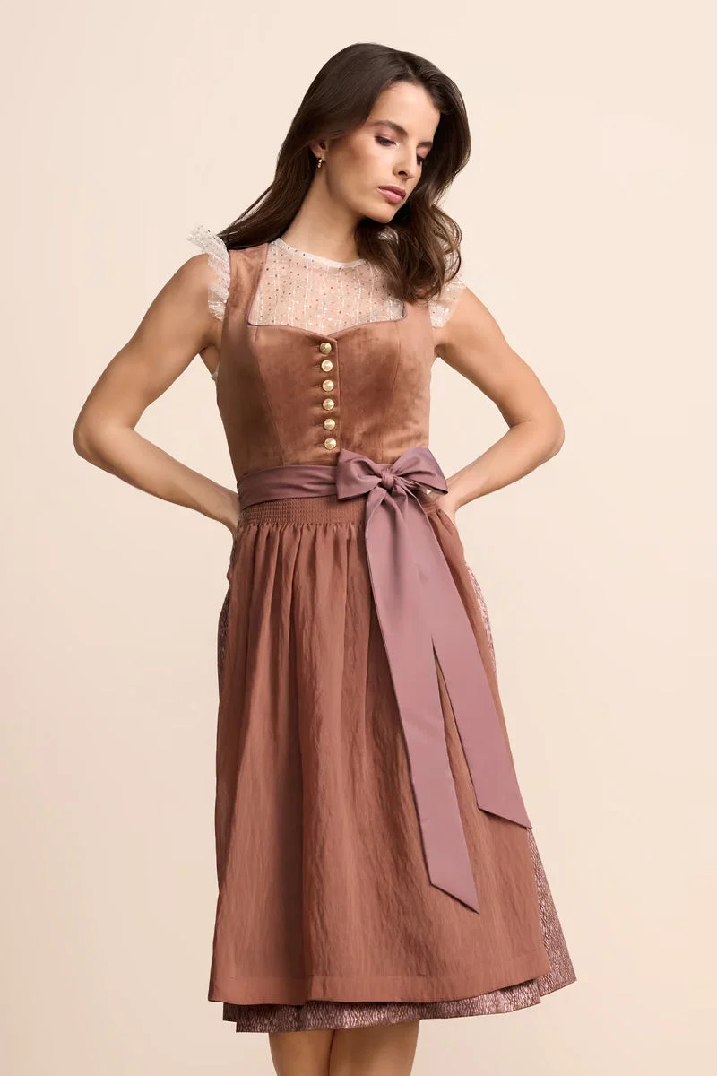 Krüger Samara Long Dirndl, Brown — 70cm 2pc Set