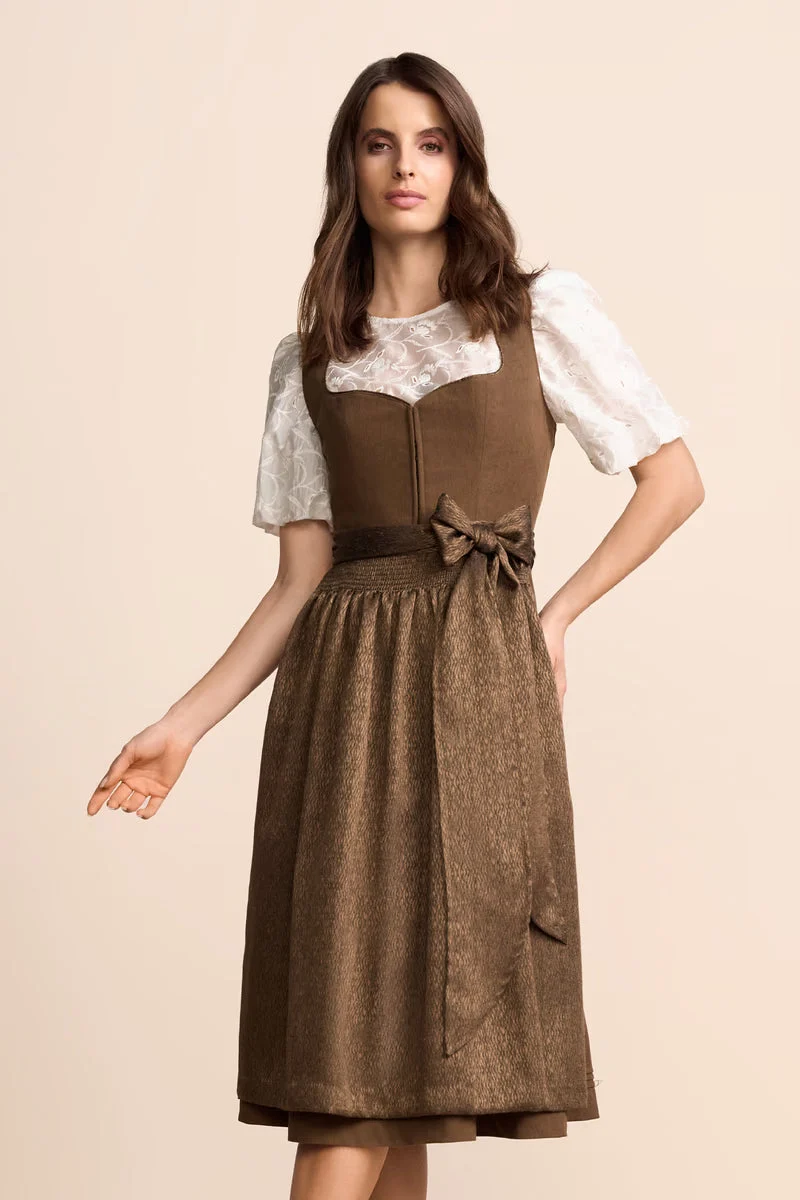 Krüger Malea Long Dirndl, Brown — 70cm 2pc Set