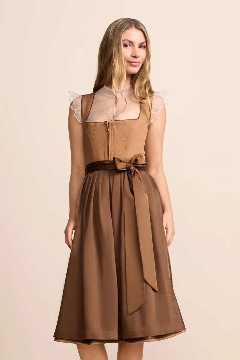 Kruger Juvina Long Dirndl, Brown — 70cm 2pc Set