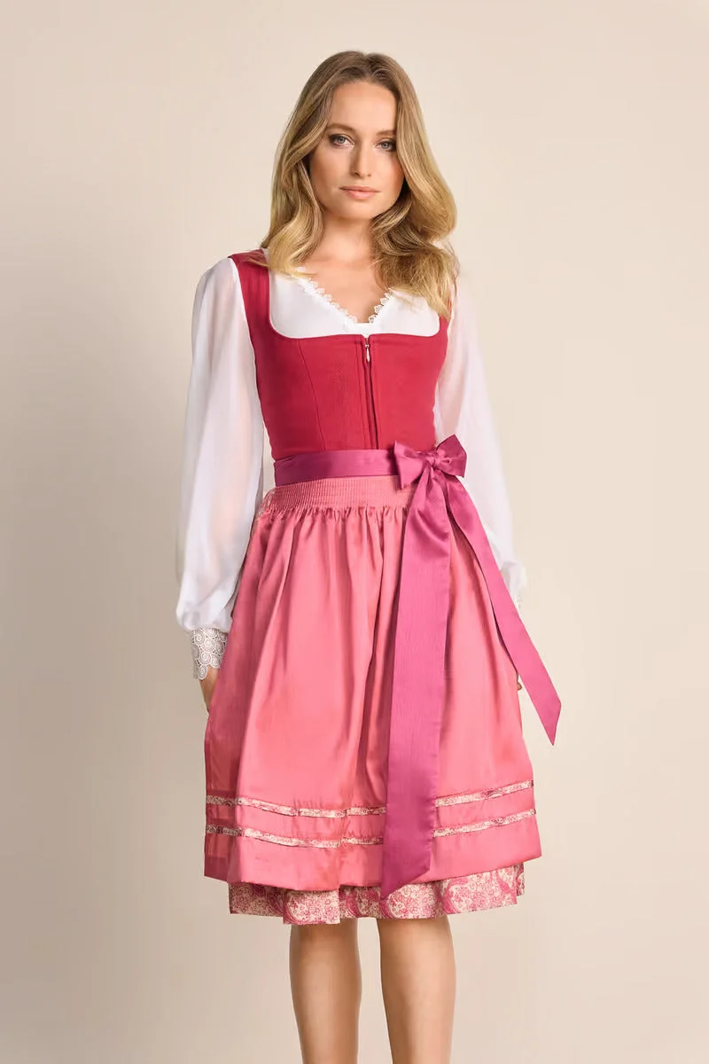 Kruger Midi Dirndl 2pcs. 60cm "Flaminia" red (sizes 40)