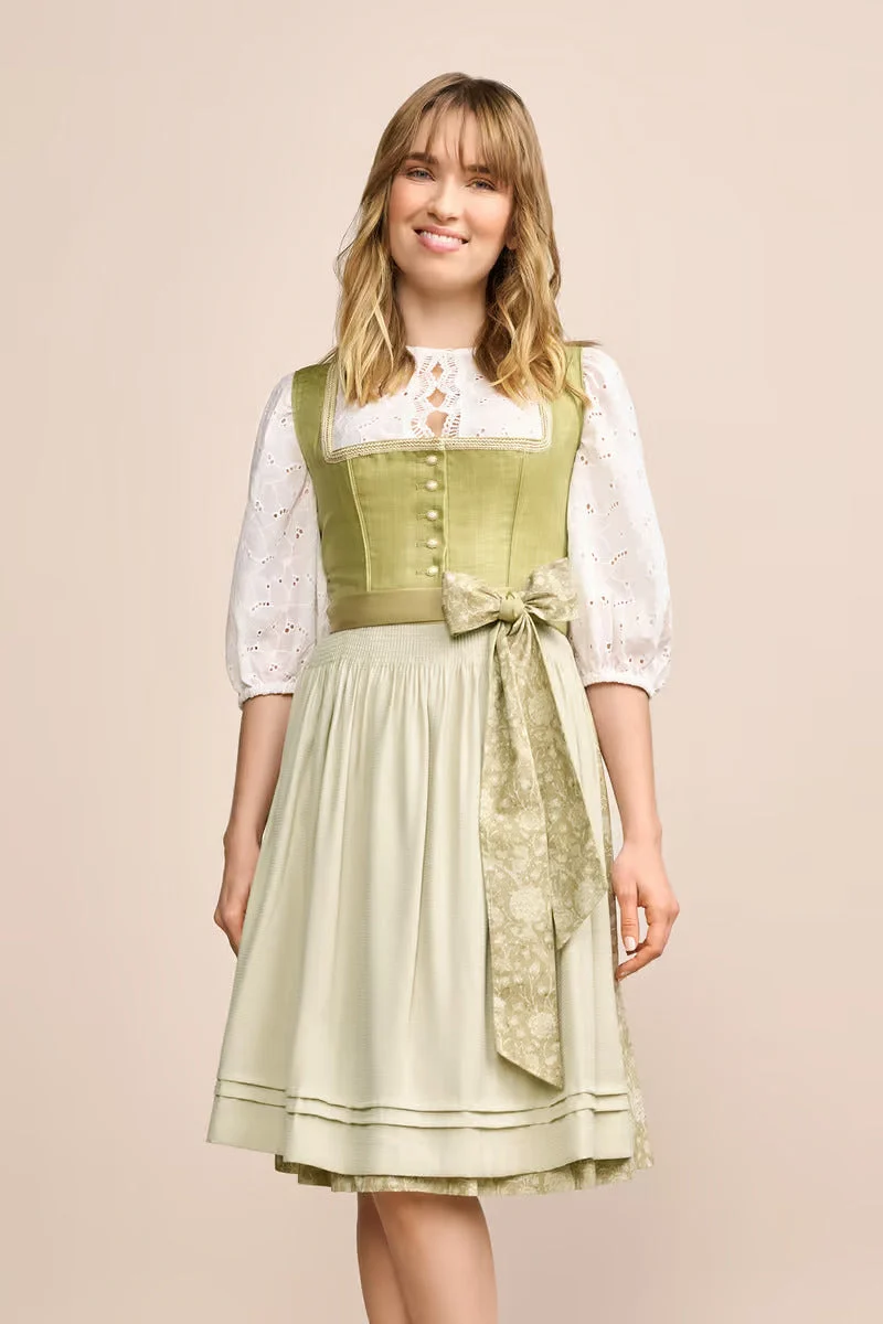 Kruger Midi Dirndl 2pcs. 60cm "Lemonie" green (size 34)
