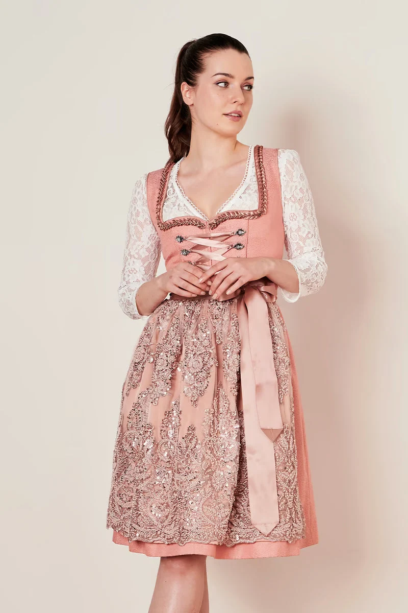 Kruger Midi Dirndl 2pc 60cm "Atenea" pink