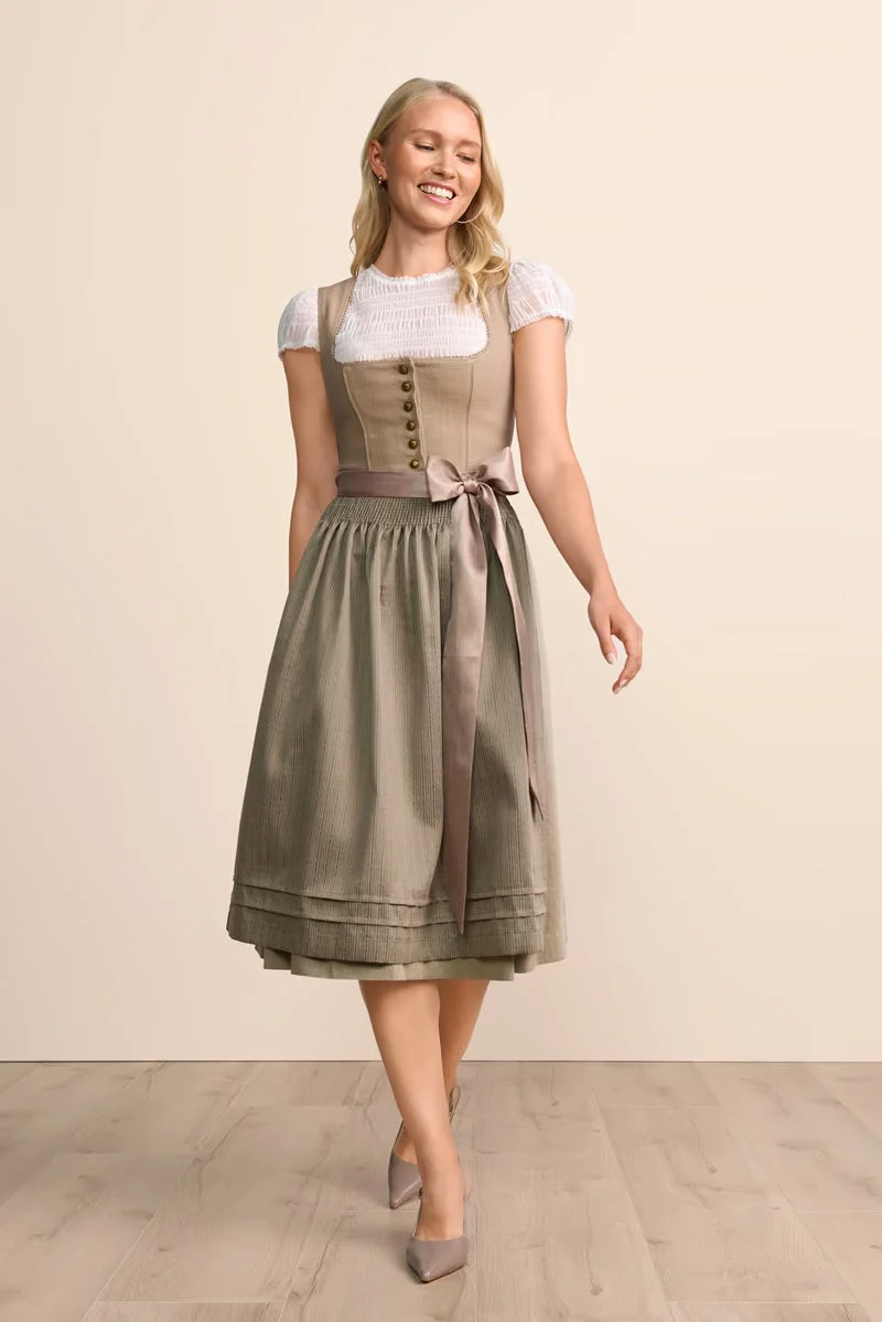 Kruger Thaline Long Dirndl, Beige — 70cm 2pc Set