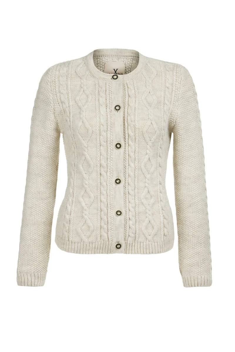STRICKJACKE VINTAGE MIT ZOPF BEIGE