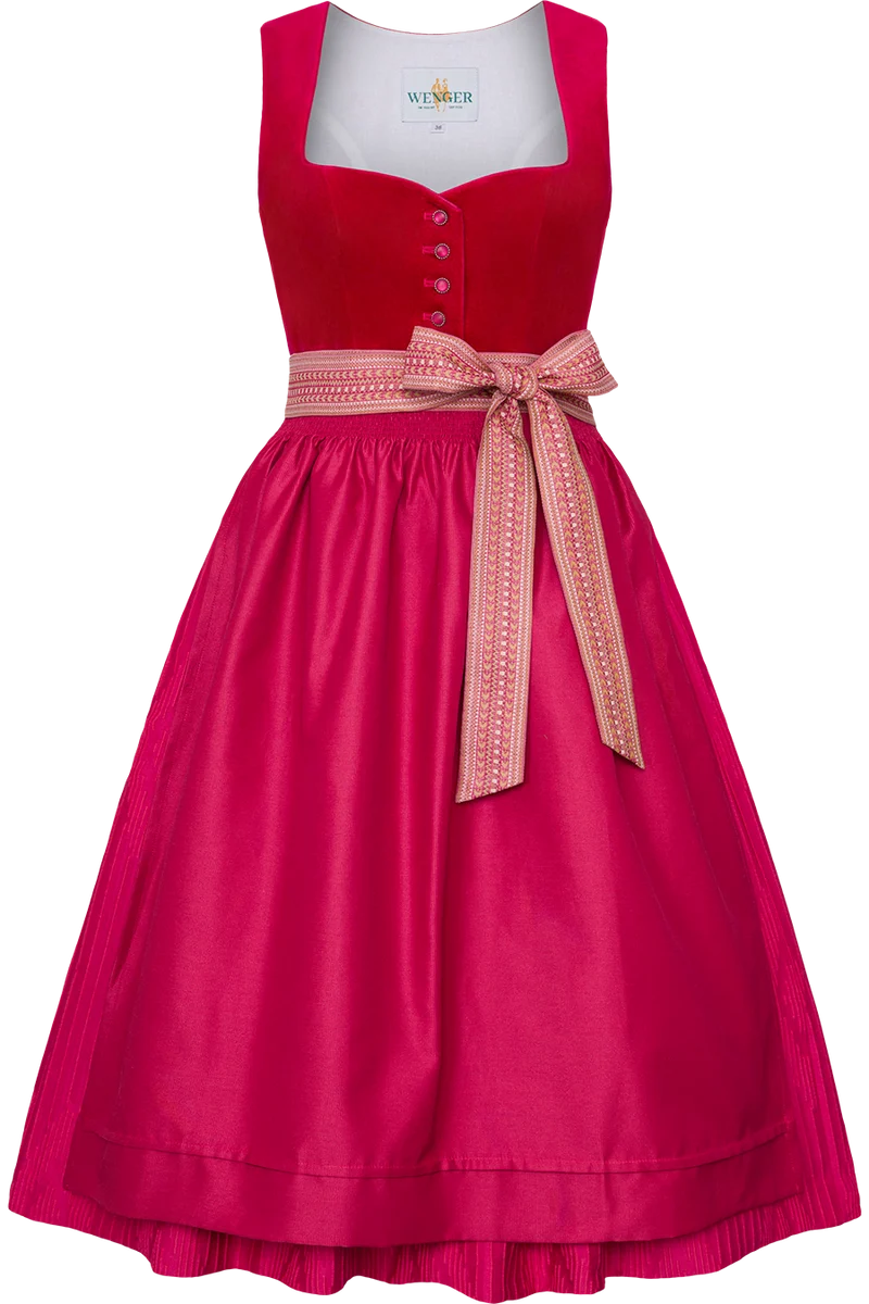 Midi-Dirndl mit Baumwollsamt-Mieder