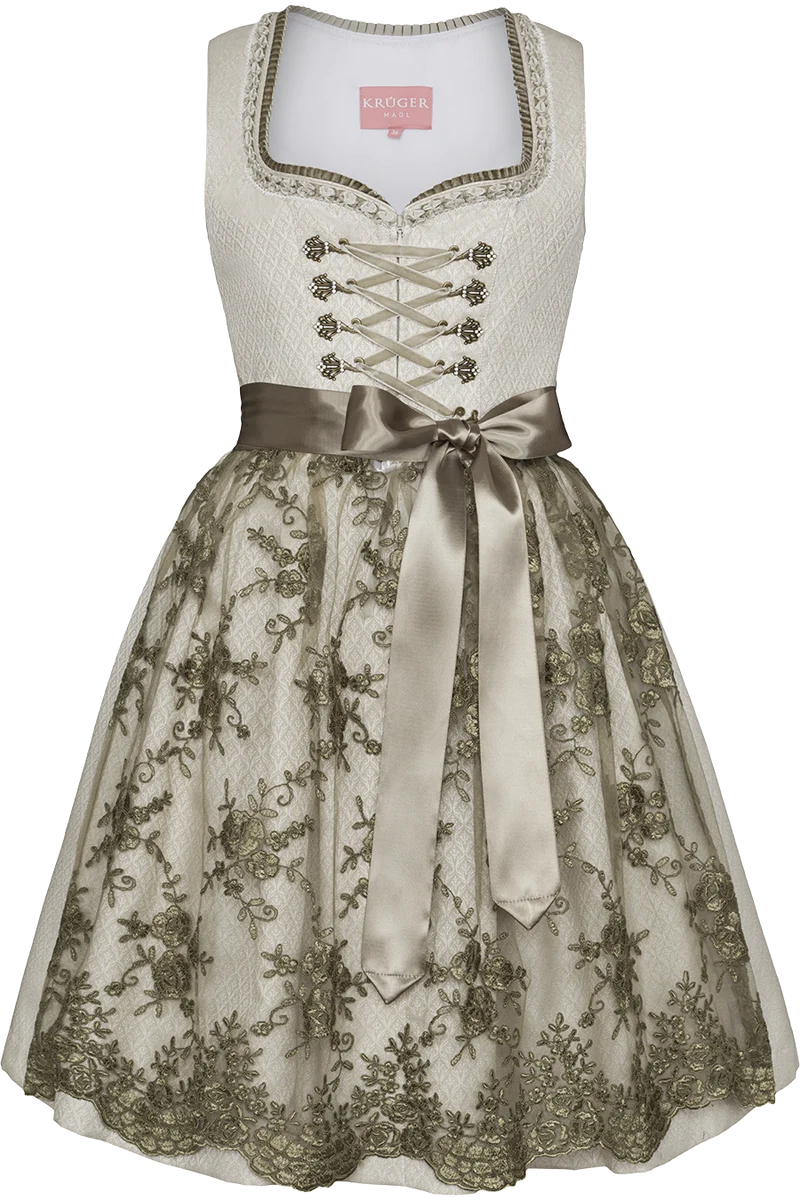Mini-Dirndl mit Schnürung und transparenter Schürze