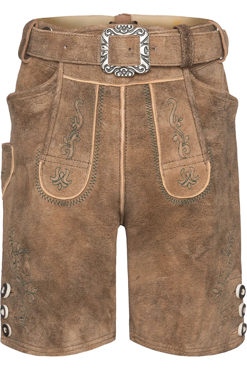 Kinder Lederhose kurz bestickt mit Gürtel