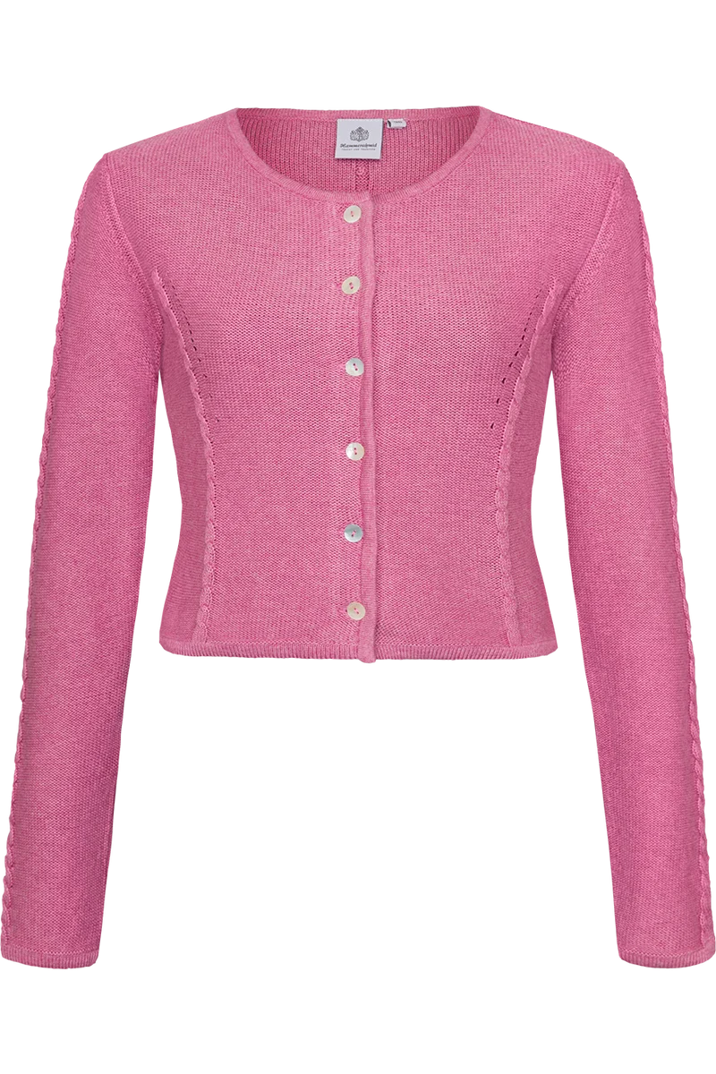 Damen Trachten-Strickjacke kurz - rosa