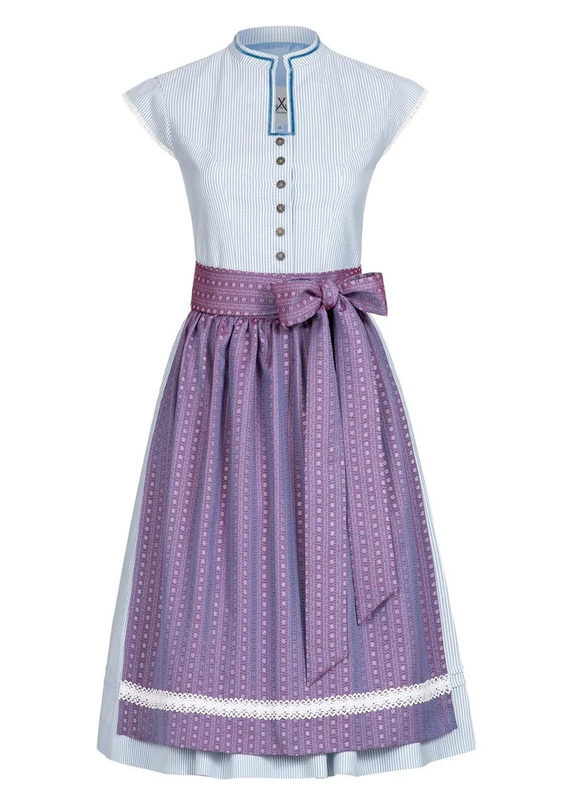 BW DIRNDLKLEID FLORAL STRIPES HIMMELBLAU/VIOLETT