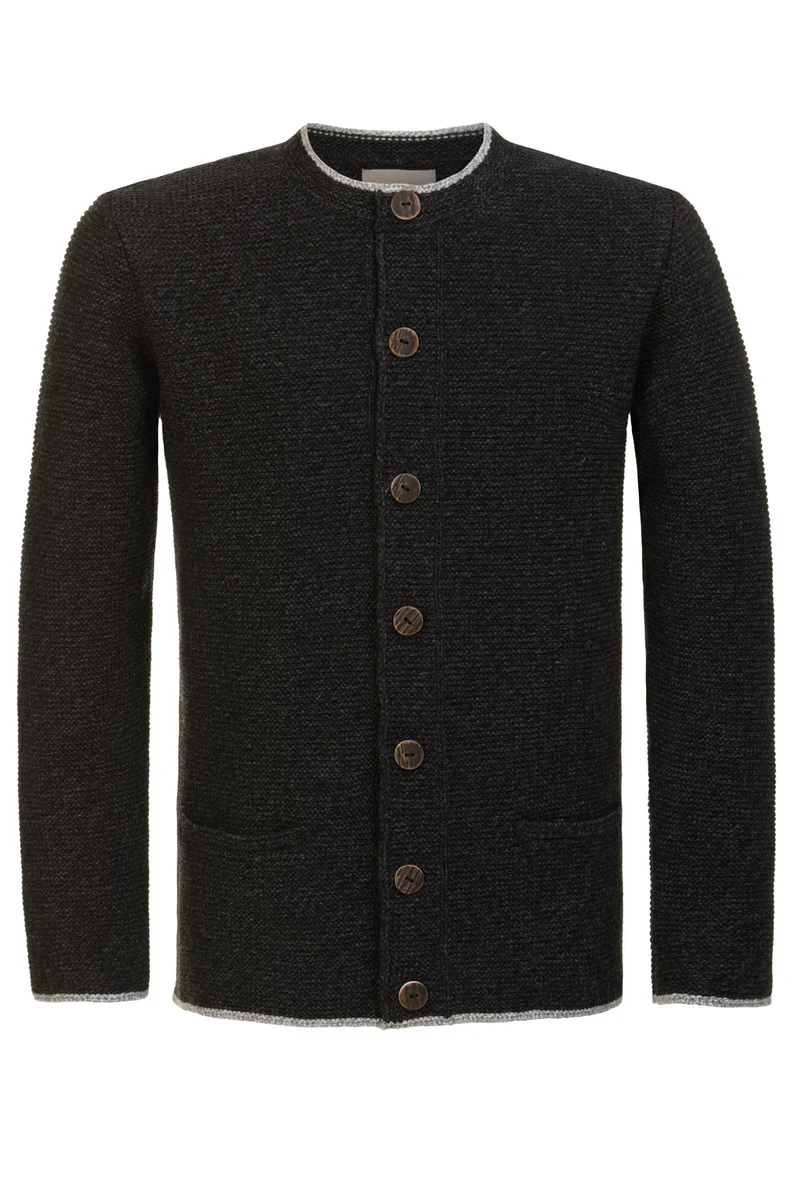 STRICKJACKE PETER MIT STEHKRAGEN ANTHRAZIT/ GRAU