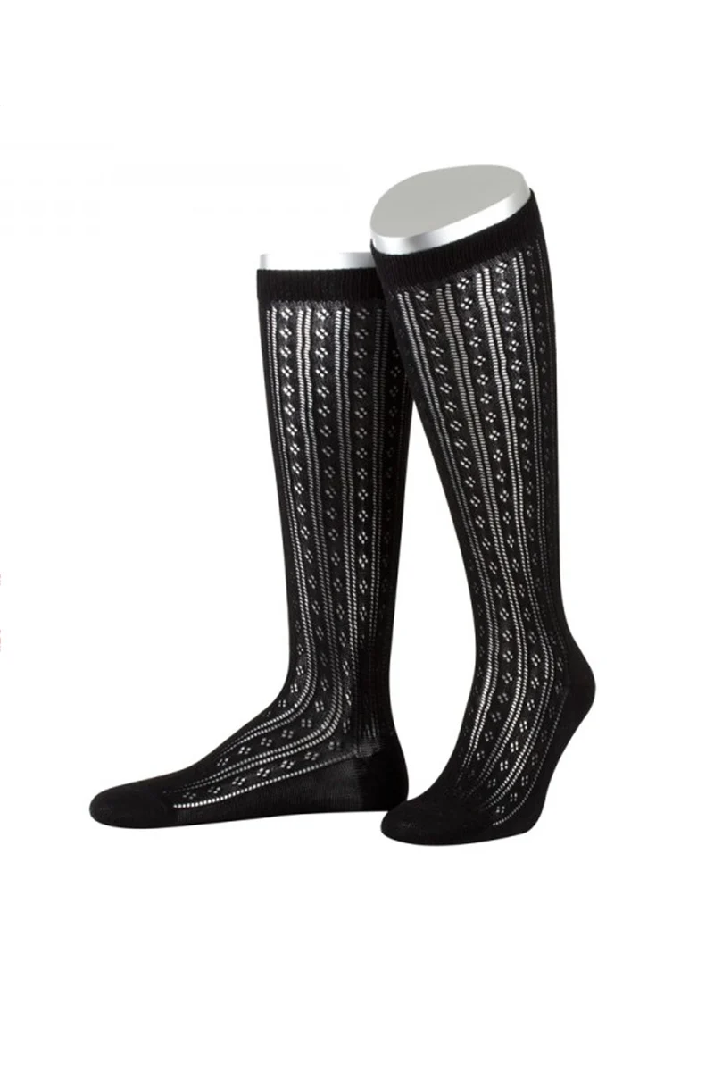 DAMEN KNIESTRÜMPFE AJOUR SCHWARZ
