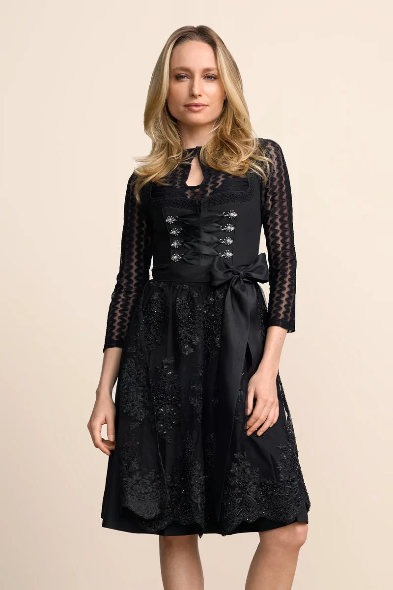 Kruger Midi Dirndl 2pc 60cm "Ziska" black (size 36,38,40)