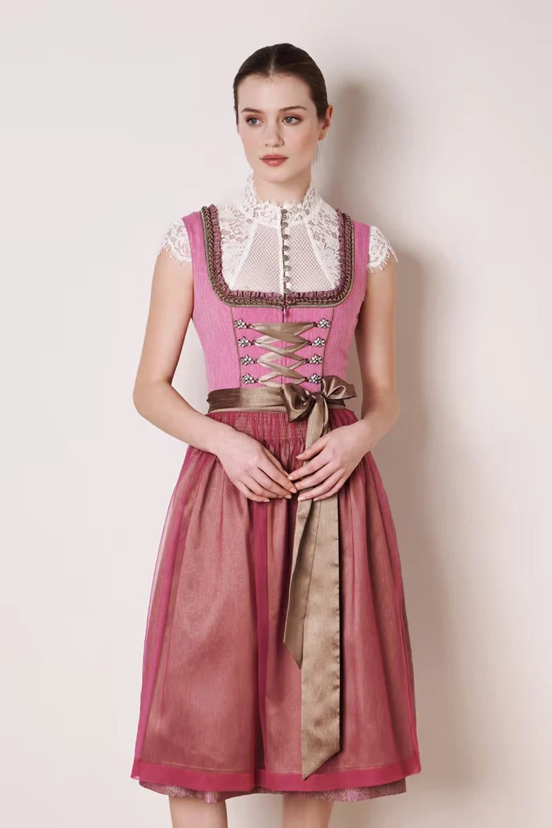 Kruger Midi Dirndl 2pcs. 70cm "Fushsia" red (size 36)