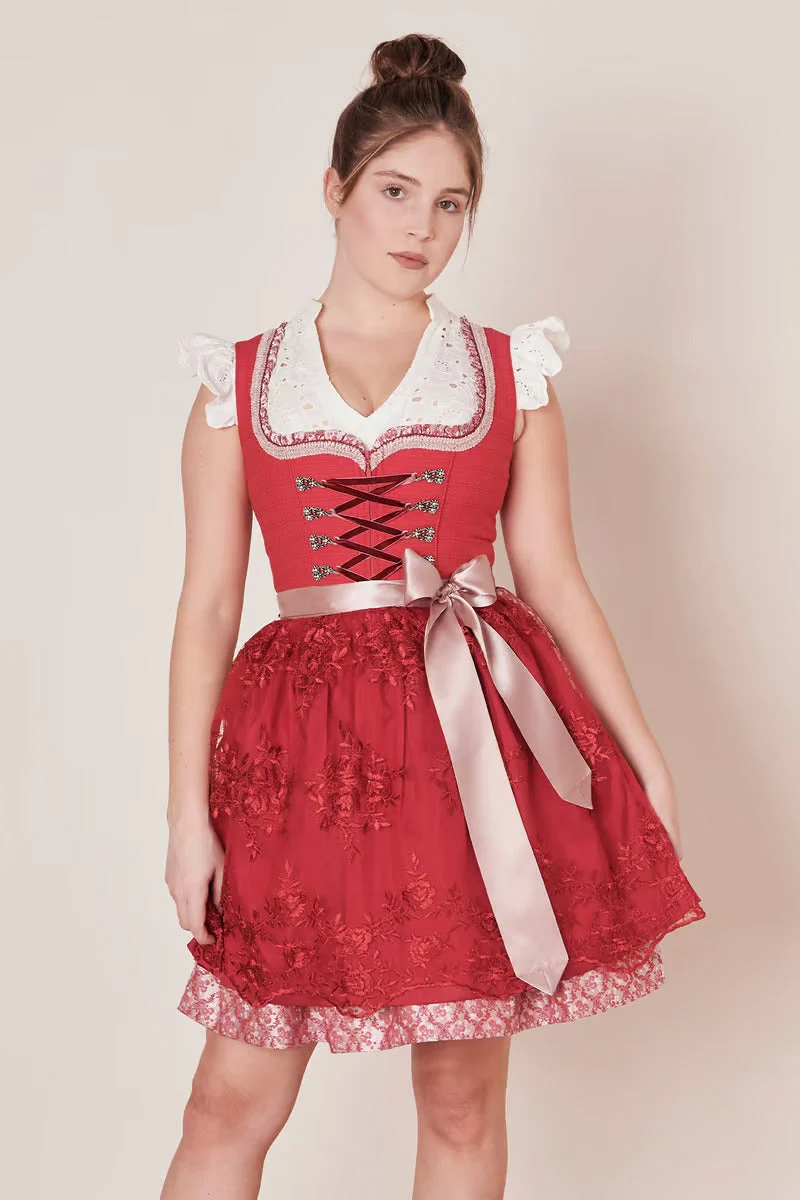 Midi Dirndl 2pcs. 50cm "Nakita" red 36