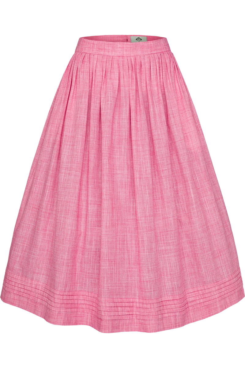 Trachtenrock Midilänge kariert - pink