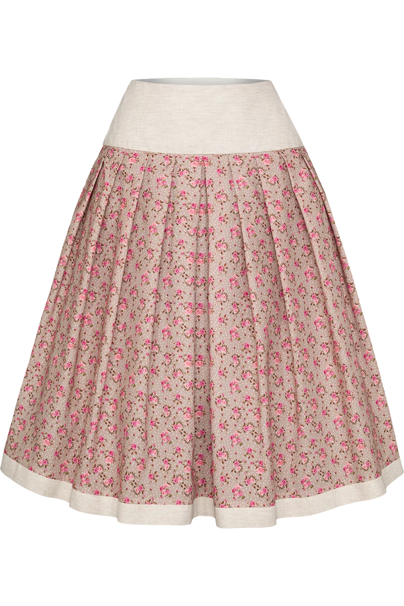 Trachtenrock Midilänge mit Blumenmuster