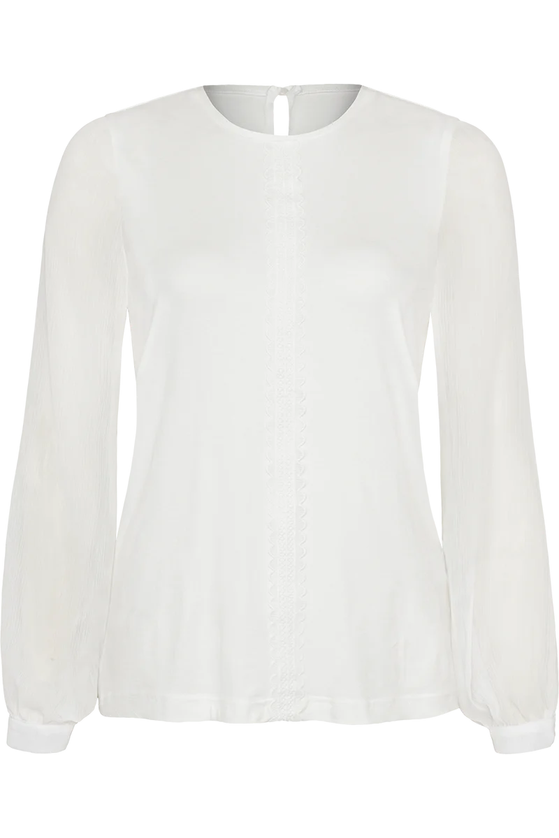 Damen Shirt mit Stretchanteil Langarm - creme