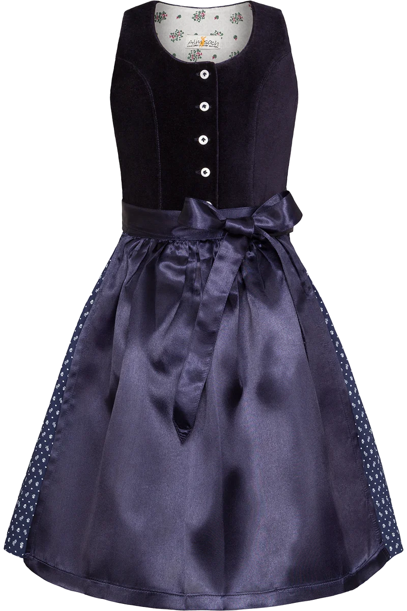 Kinderdirndl mit Samtoberteil - blue blau