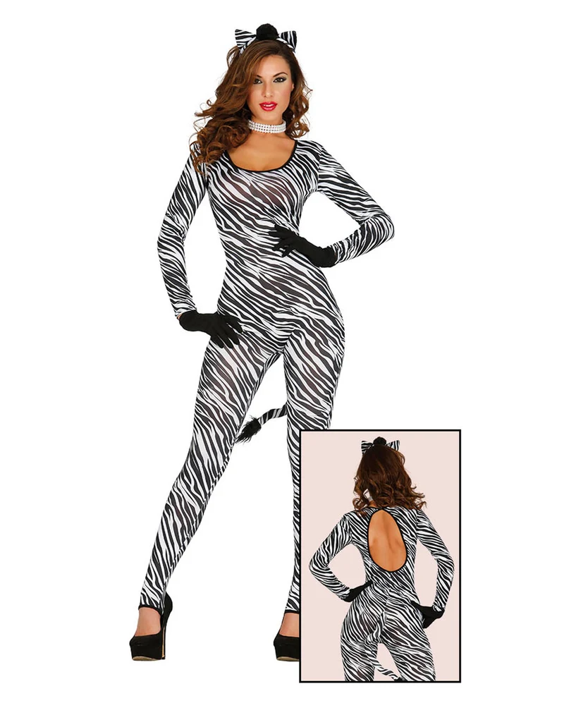 Zebra Catsuit Damenkostüm