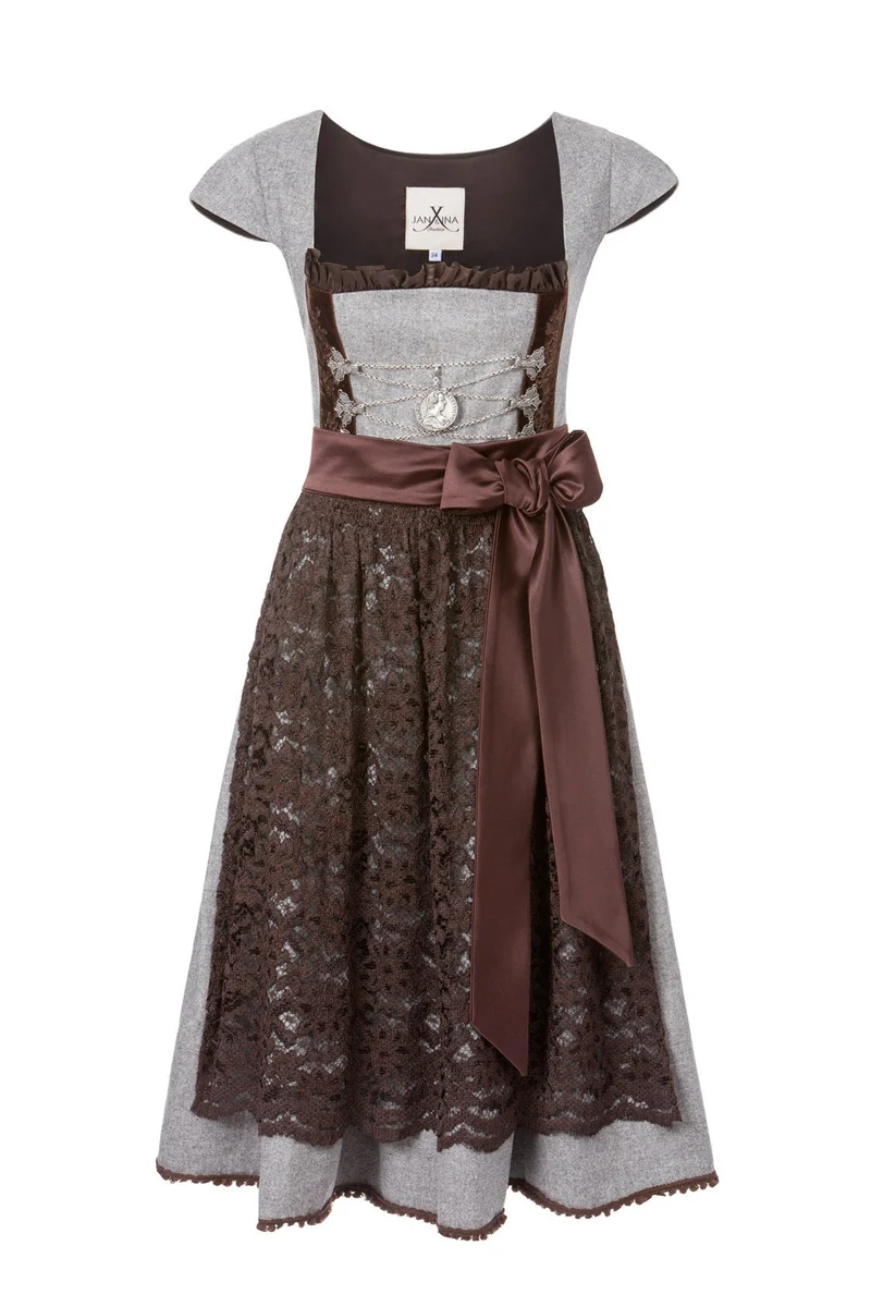 DIRNDL LODEN GRAU/BRAUN