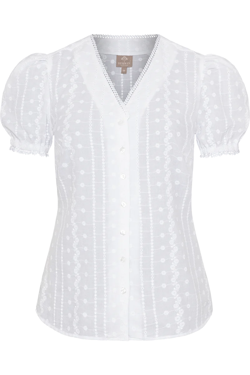 Damen Trachtenbluse mit floraler Stickerei
