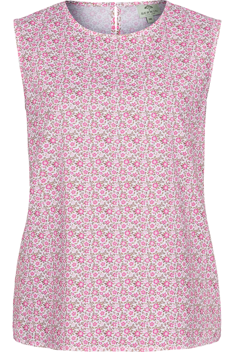 Damen Trachtenbluse ärmellos mit Blumenmuster