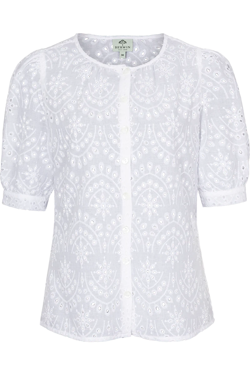 Damen Trachtenbluse mit Lochstickerei