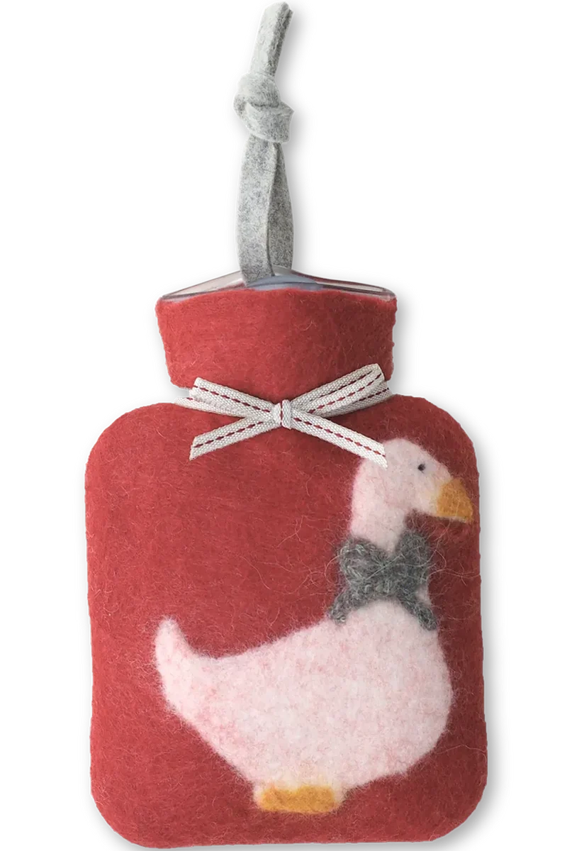 Wollfilz-Mini-Wärmflasche mit Weihnachtsgans