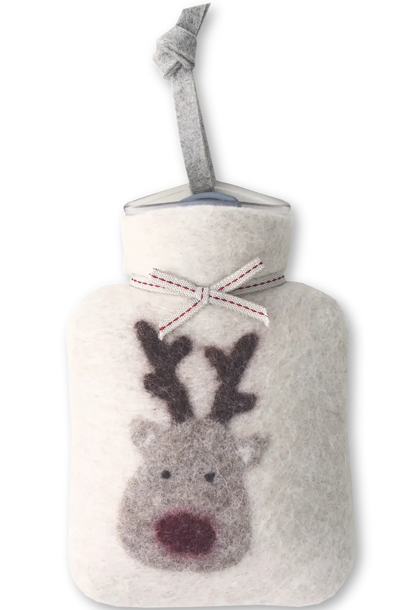 Wollfilz-Mini-Wärmflasche mit Rudolf