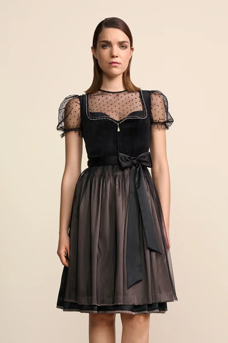 Kruger Midi Dirndl 2pcs. 60cm "Cannolo" black (38)