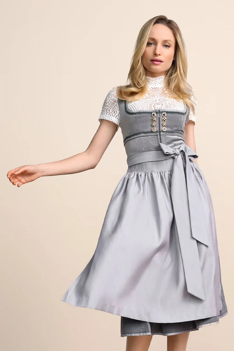 Kruger Long Dirndl 2pcs. 70cm "Milda" gray