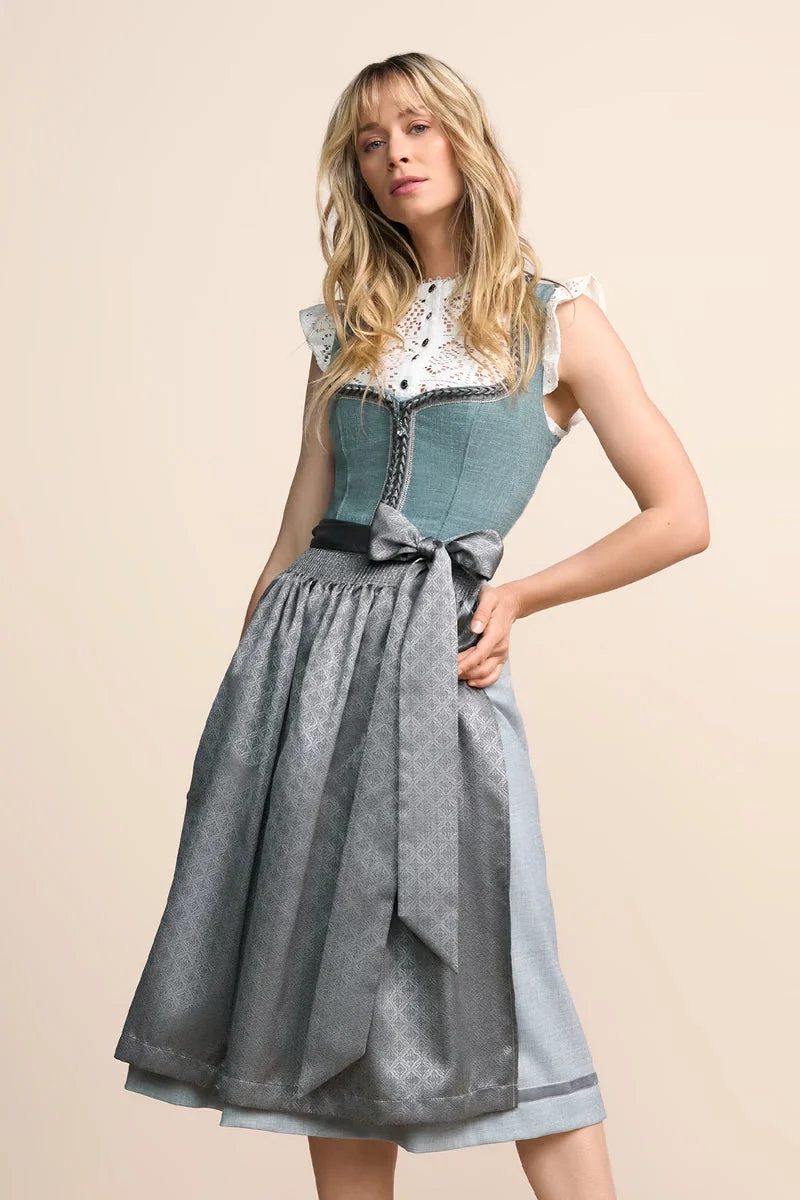 Kruger Long Dirndl 2pcs 70cm "Soleil" turquoise (size 36)