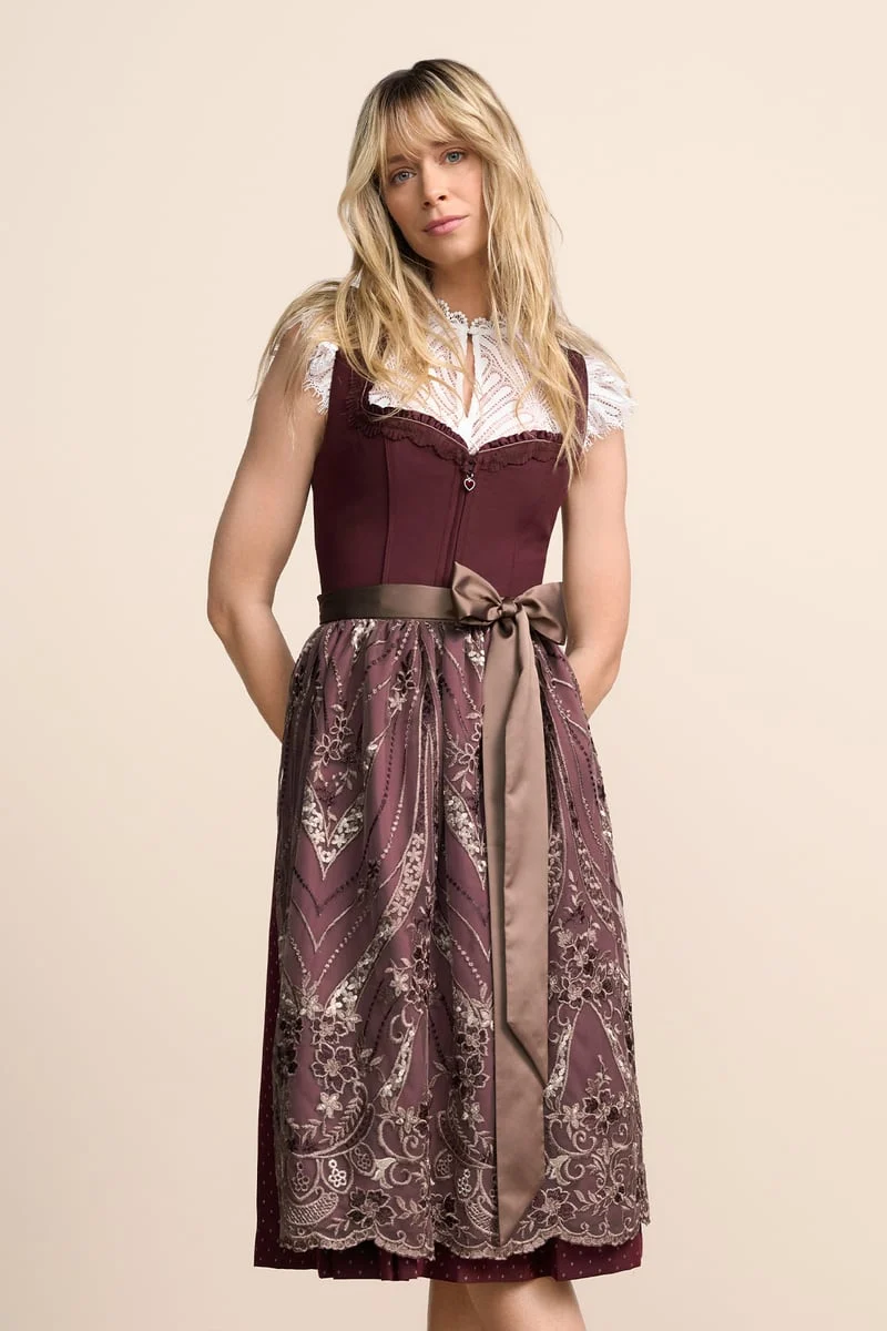 Kruger Long Dirndl 2pcs. 70cm "Taraneh" red