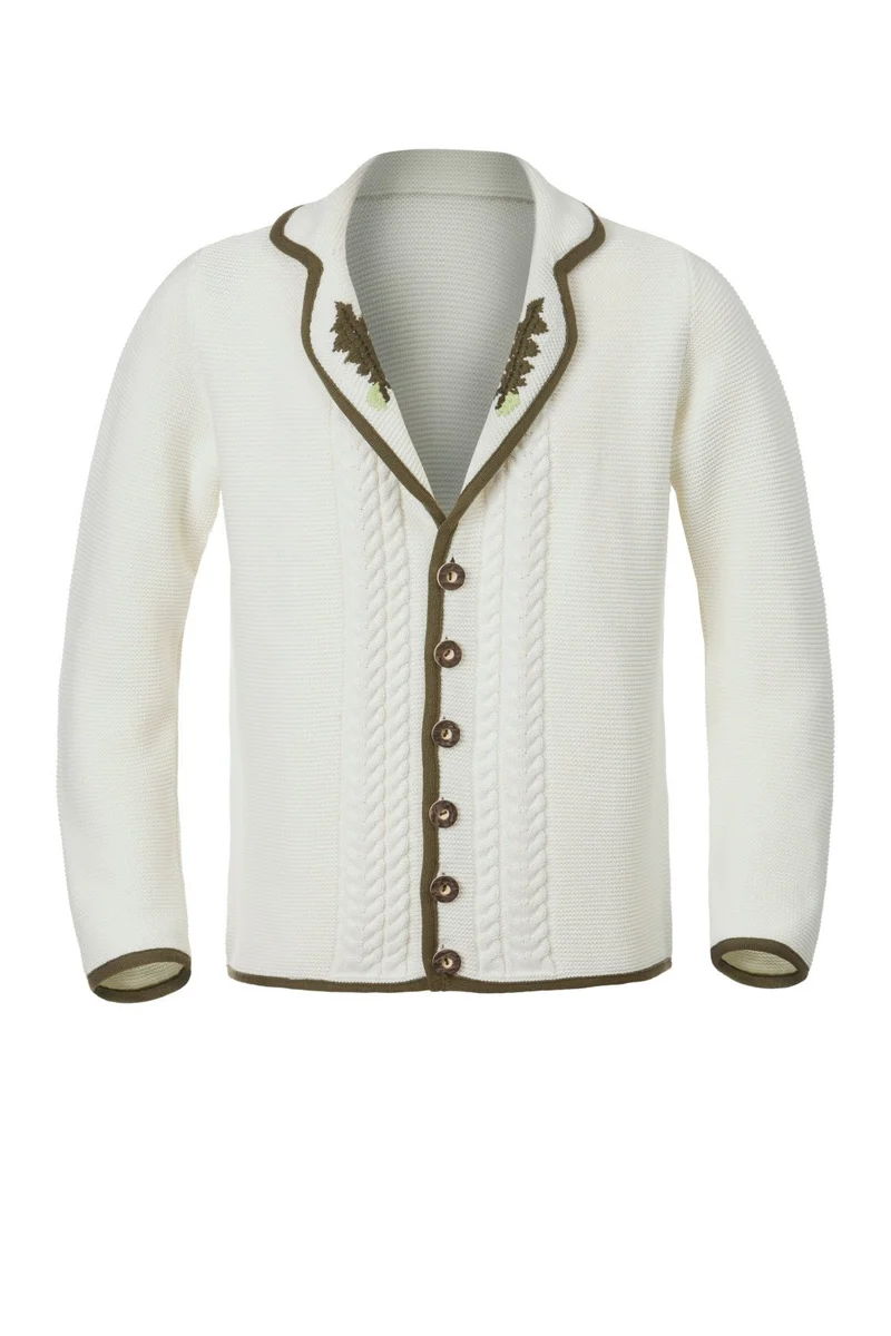 STRICKJACKE TRADITIONAL CREME/OLIV