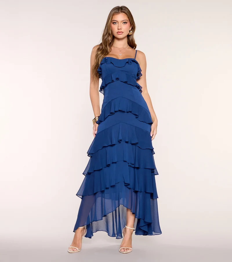 Ruffle Reverie Chiffon Ruffle Maxi Dress