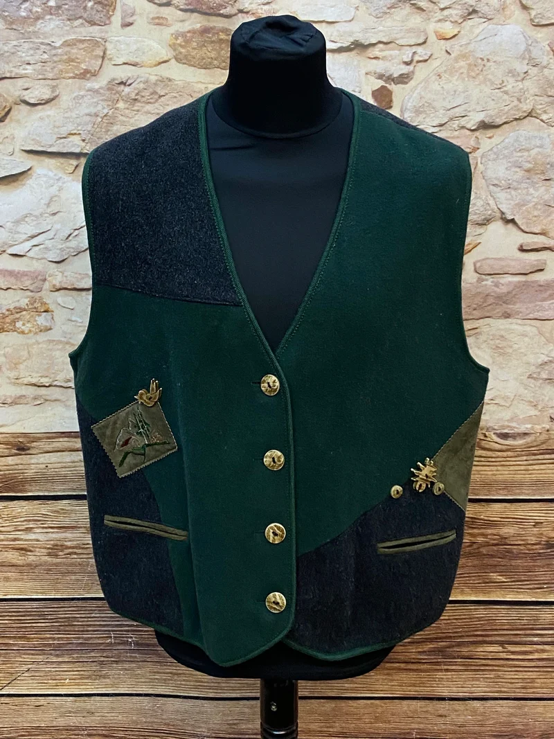 Vintage Trachtenweste Grün „Mode aus Salzburg“ Gr. 50 – Schurwolle
