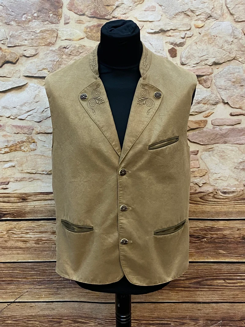 Vintage Trachtenweste Herren Gr. 48 Beige klassisch