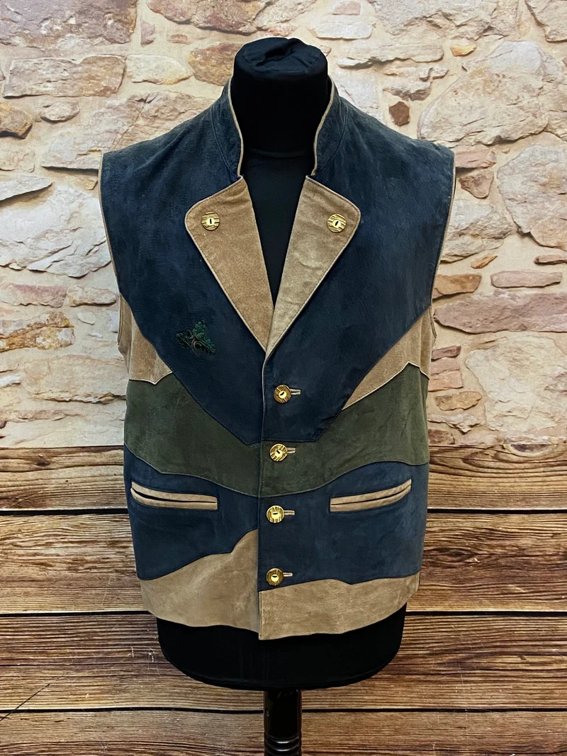 Vintage Leder Trachtenweste Herren Gr. 48
