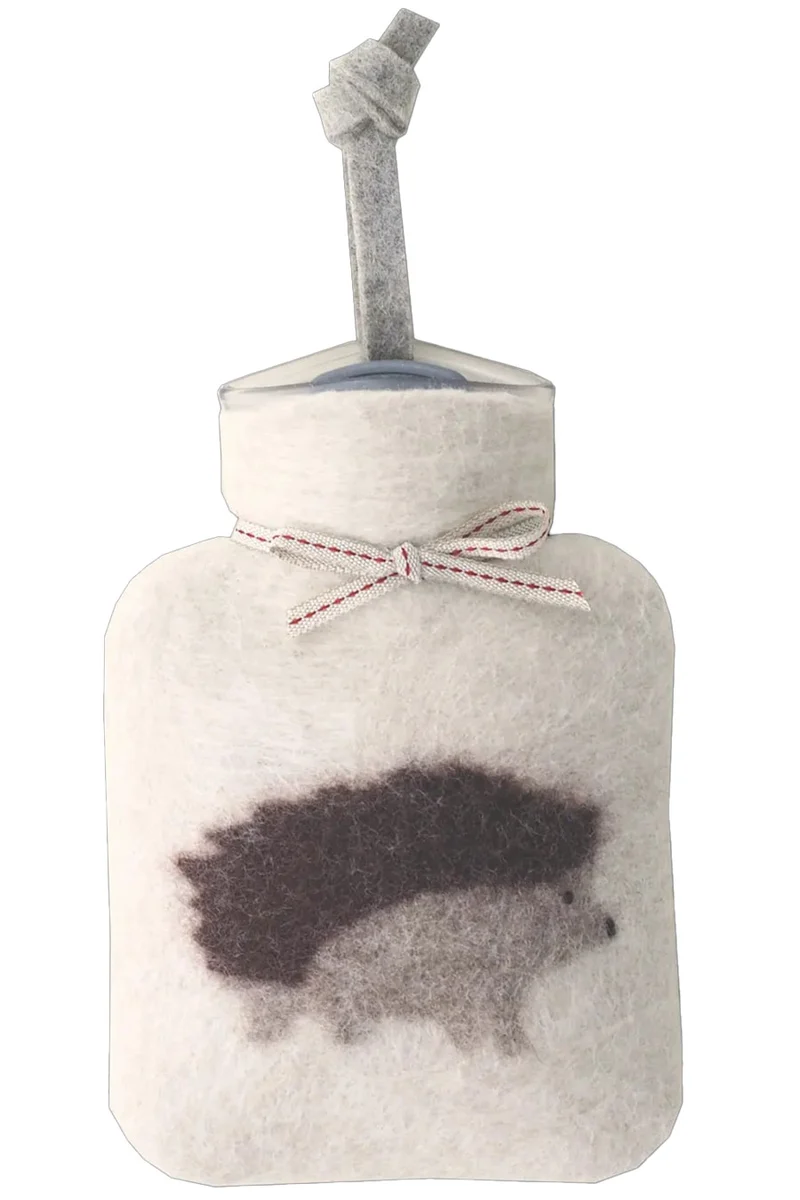 Wollfilz-Mini-Wärmflasche mit Igelmotiv - peyote