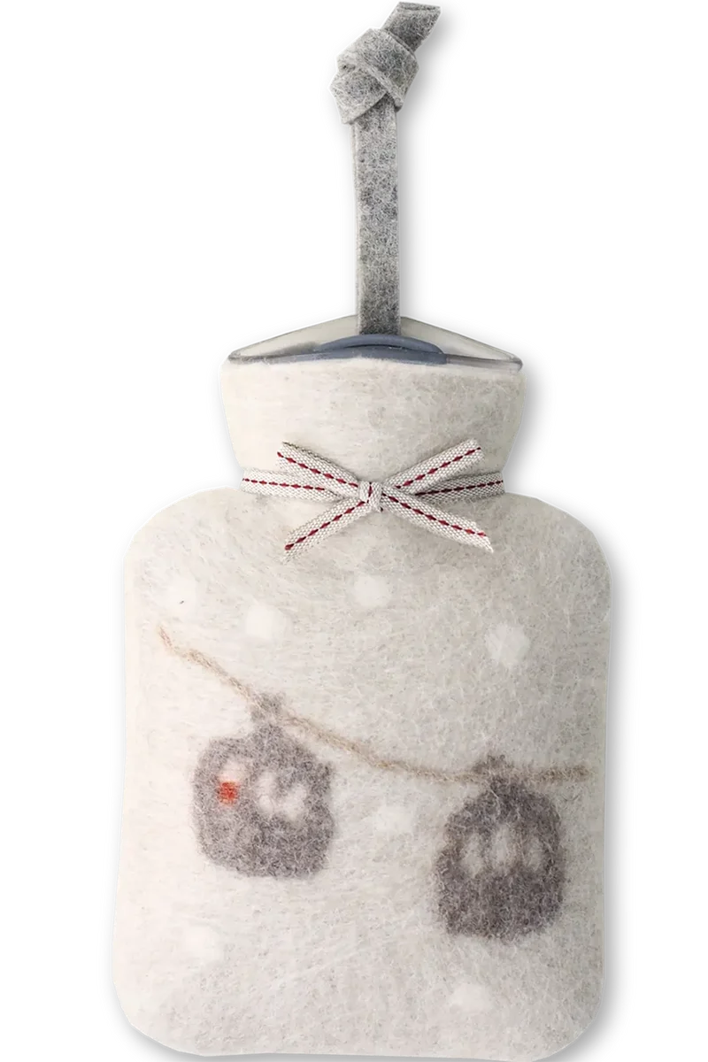 Wollfilz-Mini-Wärmflasche mit Gondelmotiv - cashmere