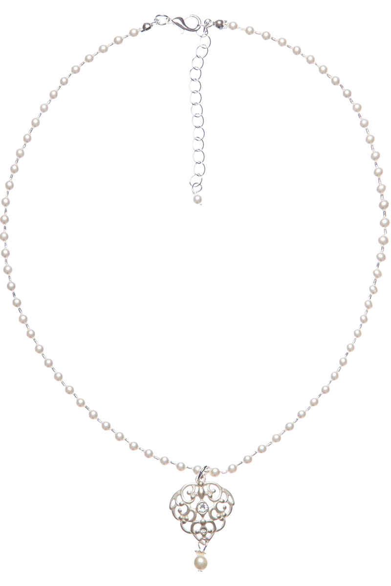 Damen Perlencollier mit Ornament-Anhänger